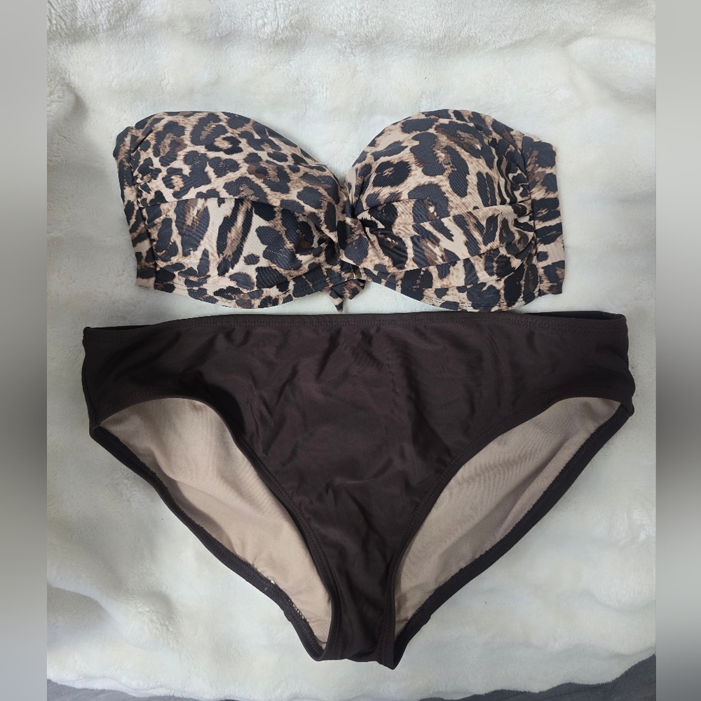 Bar III Animal Print Strapless Bikini SET